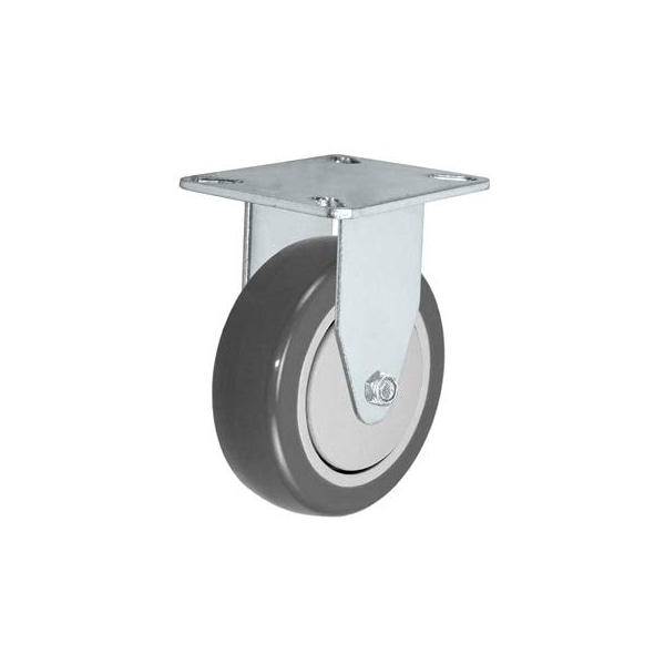 4"x1-1/4" Rigid Caster, Gray Polyurethane ON POLYOLEFIN CORE Wheel